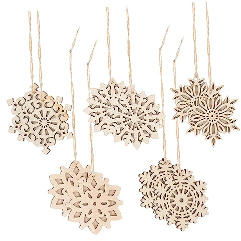VILLCASE 10stücke Unfertige Holzanhänger Zum Handbemalen Für Weihnachten Blanko Holzausschnitte Zum Zeichnen Und Bemalen Als Dekoration Und Geschenkanhänger