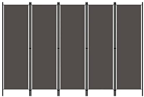 Xichuzi 5-TLG. Raumteiler, Trennwand, Paravent, Sichtschutz, Umkleidekabine, Spanische Wand, Anthrazit 250x180 cm