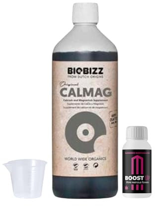 GROWMANIA Cal Mag von BioBizz 1L + Probe Boost Up von Up Nutrients + Messbecher | Wesentlicher Nährstoffzusatz für Gärten und Obstgärten | Sichert gesundes Wachstum und Blüte