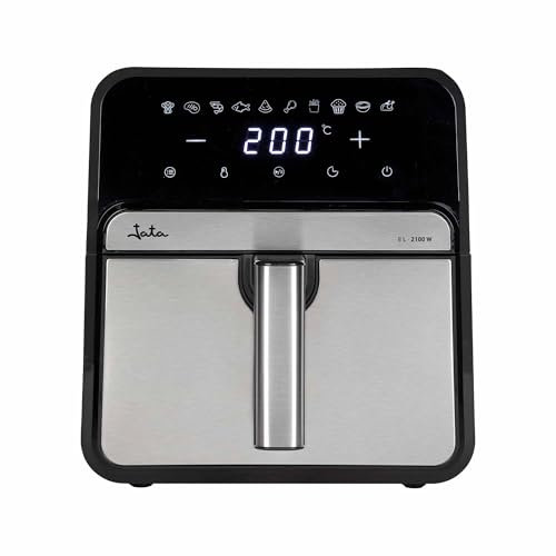 JATA JEFR1242 - Freidora de Aire sin Aceite de 8 L. Air Fryer 2100 W. 10 Programas Automáticos. Panel Táctil Intuitivo. Hasta 200ºC. Temporizador 60 minutos. Freír, Hornear, Asar, Deshidratar
