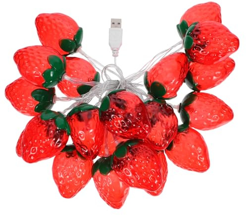HOMSFOU Erdbeerförmige Led Lichterkette Usb 20 Leds Außen Innen Deko Party Garten Schlafzimmer Nachtlicht