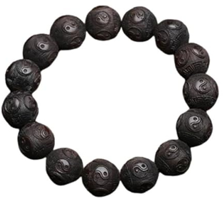 XYUERU Ebenholz Holzarmband,Gebetsperlenarmband Tibetischer Buddhismus natürlicher Sandelholz Geschnitztes Rosenkranz Armband Perlen Buddhistische Handgelenkschmuck