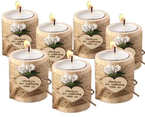 Personalisierter hölzerner Kerzenhalter als Hochzeitsgeschenk für Gäste, personalisierte runde Kerzenhalter als Hochzeitsgeschenke (10 Stück)