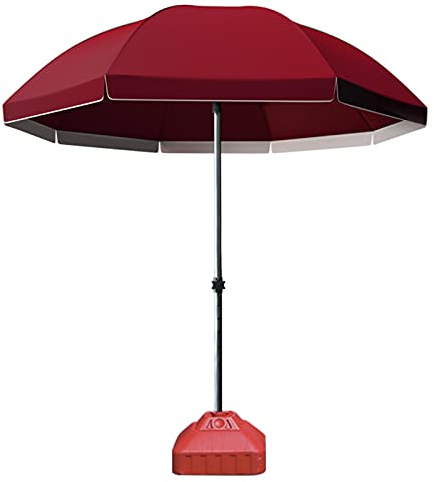 Großer zweilagiger Strand-Sonnenschirm, wasserdicht, für den Außenbereich, Garten, Balkon und Pool, erhältlich in Dunkelgrün und Weinrot, handelsübliche Qualität, Sonnenschirm mit Sockel