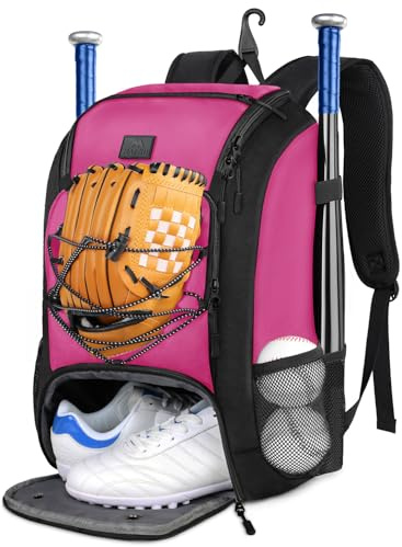 MATEIN Pink Softball Backpack, Lightweight Softball Bag with Fence Hook