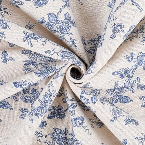 DELORIGIN 4 x 1.5 m Leinenstoff Mit Blumenmuster (Meterware) Baumwoll Leinen Patchworkstoff Mit Vintage Blumenmuster Zum Nähen Basteln Quilten Polstern Heimtextilien Und Für Bekleidung