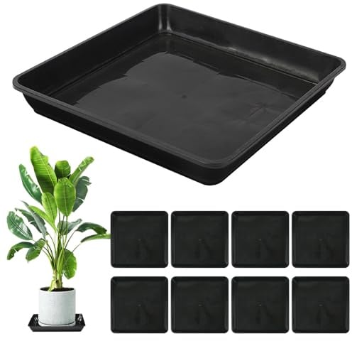 PORFOYO 8 sottobicchieri rettangolari, 30 x 30 cm, sottopentola per fiori, sottobicchieri quadrati, in plastica, per vasi di fiori