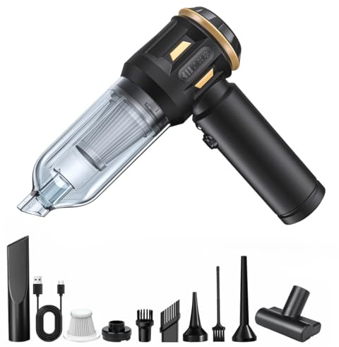 SoarFly Handstaubsauger Auto, 28000Pa Akku Staubsauger Auto, 4 in 1 Mini Staubsauger, Auto Staubsauger Stark mit 6000mAh Akku, Type C, Blasen Aufblasen Vakuumieren