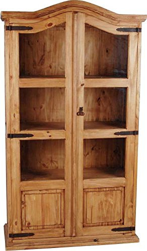 MiaMöbel Vitrine Mexico Möbel 107x190x45 cm Landhausstil Glas Massivholz Pinie Honig