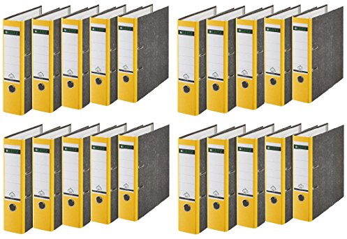 Leitz hochwertiger Ordner 180°, breit | 20er Pack, gelb, 1