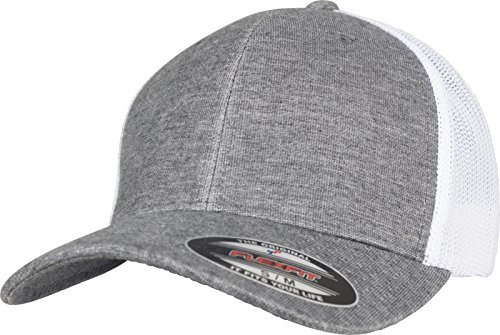 Flexfit Unisex 6511M-Retro Trucker Melange Cap, Grey/White Mesh, S/M