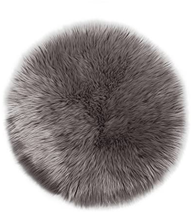 Teppich Wölkchen Tapis en Fausse Fourrure d'agneau et Peau de Mouton - Carpette Moelleuse pour Chambre à Coucher, Salon, Crèche - Jet de Divan de Décoration Chaise - Marron - 90cm - Rond