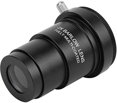 1.25 Inch 2x Barlow Lens Telescope Eyepiece Mount Adapter of Metal and Optical Glass with M42x0.75 Thread Camera Interface for Telescope Eyepieces.