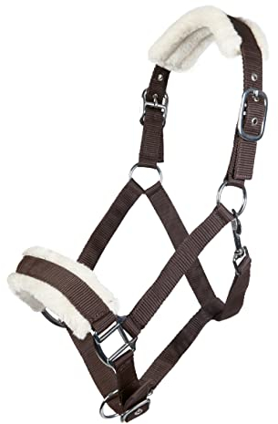 HKM 11796 Halfter Bischofshofen, Plüschpolsterung, Pferdehalfter, Dunkelbraun, Warmblut