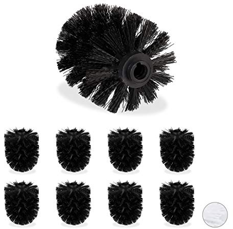 Relaxdays, schwarz Ersatzbürstenkopf für Klobürste, 9er Set, Ersatz WC Bürstenkopf, Kunststoff, 12 mm Gewinde, D: 8 cm, 9 Stück