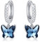 Schmetterling Creolen Ohrringe Mädchen 925 Sterling Silber Schmetterling Kleine Creolen Hängend Ohrringe Schmetterling Schmuck für Damen Kinder