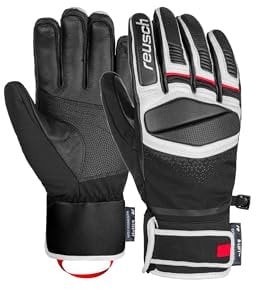 Reusch Mastery langlebige, widerstandsfähige, warme Unisex Winterhandschuhe Fingerhandschuhe Schneehandschuhe Skihandschuhe für Damen und Herren, 7745 Black/White/Fire Red, 8,5