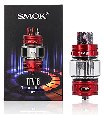 TFV18 Tank 7.5ML Atomizador de cigarrillo electrónico Fit TFV18 Mesh Dual Mesh RBA Coil Vaporizador para Morph 2 MOD Vaping (Rojo)