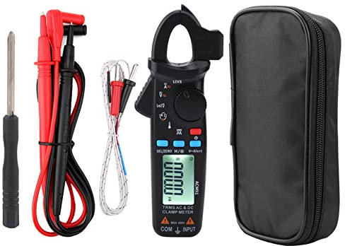 AC-DC Current Digital Clamp-Meter - 100A 6000-Counts Low Impedance Voltage 1 mA Reading Auto Range Multimeter Tester with Temperature,True RMS
