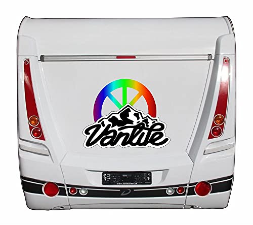 95cm! Hochwertiger Auto-Aufkleber Sticker Wohnmobil Wohnwagen Abenteuer Urlaub Wandern WOMO WOWA Camping I184 Vanlife Gebirge Peace UV&Waschanlagenfest Decal