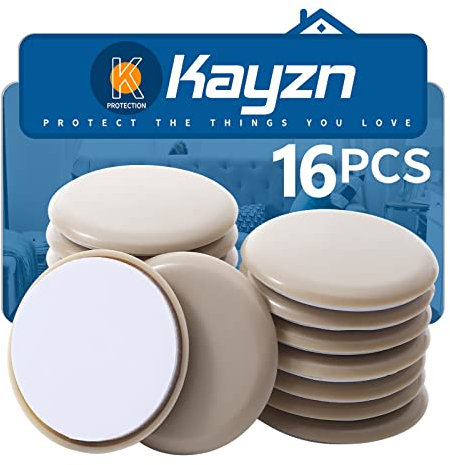 Kayzn Self-Adhesive Furniture Slider,2.5Inch Self-Adhesive Furniture Moving Pads, High-Quality Adhesive Carpet Slider is Suitable for Carpet 16 Pieces,Furniture Moving Slide-Easily Move Any Item