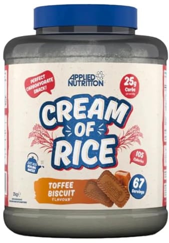 Applied Nutrition Cream of Rice, Hochwertiges Kohlenhydrat-Ergänzungsmittel | Snacks, leicht verdaulich, wenig Zucker & Fett, vegan (2kg, Toffee Biscuit)