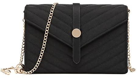 Miss Lulu Clutch Damen, Elegante Envelope Pochette, Vegan Wildleder Handtasche Klein Clutch Umschlag Crossbody Schultertasche Tasche Abendtasche