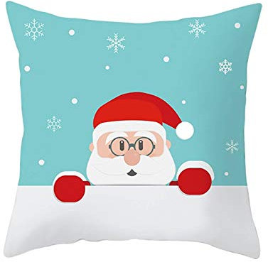 Stfery Kissenbezüge 40x40, Kissenbezug Landhausstil Cyanweiß Weihnachtsmann-Schneeflocke Kissenhülle Polyester Cushion Cover 1er