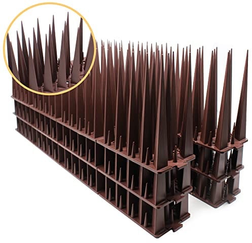 Cyitimo Bird Spikes with 10cm Long Spike for Pigeons Keep Birds Cats Squirrels Away, Birds Fence Spikes, Protect Your Roof Garden Railing and Outdoor Walls Covers 250cm (Brown)