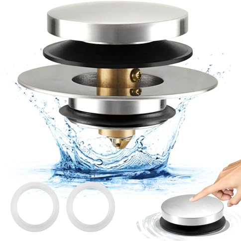 Uxoz Bathtub Drain Stopper, Tub Stopper/Bathtub Plug for Tip Toe/Trip Lever/Lift&Turn Tub Drains, Bath Tub Drain Stoppers Designed for 1.5-1.72 Drain Hole w/3 O-Rings,Chrome Plated