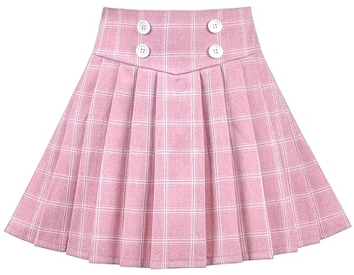 Sunny Fashion Filles Jupe Rose Grille Vérifier Plaid Plissé École Tennis Mini Décontractée 11-12 Ans