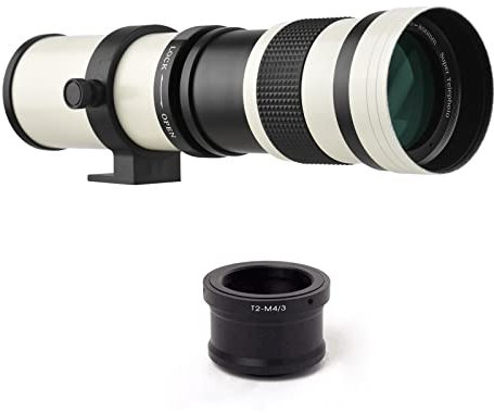 HUIOP Camera MF Super Telephoto Zoom Lens F/8.3-16 420-800mm T2 Mount with M4/3-mount Adapter Ring 1/4 Thread Replacement for G9 GH5 II GX7 GX8 GX9 GX850 G90 G91 G95 G100 E-M1 E-M5 E-M10