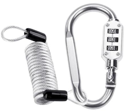 QRONCES Carabiner Clip With Combination Lock Heavy Duty Combo Locking Carabiner Anti Theft Caribiniers Key Chain D Rings Hook Password Lock Carabiner
