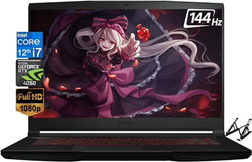 MSI 2023 Newest Thin GF63 Gaming Laptop - 15.6 FHD 144Hz Display, 12th Gen Intel Core i7-12650H(10-core), NVIDIA GeForce RTX 4050, 32GB RAM, 1TB SSD, Wi-Fi 6, Bluetooth, Type-A&C, Windows 11 Home