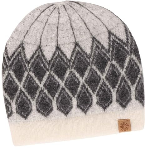 ICEWEAR Ásbyrgi Mohair-Wollmütze mit nordischem Muster (Weiß)