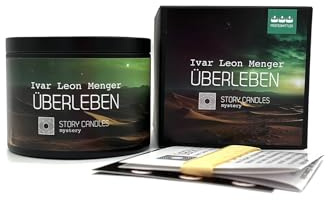 Story Candles Crime Kerzen mit Geschichten von namhaften Autoren Überraschungskerze Geschenk Neuheit (Ivar Leon Menger - Überleben)