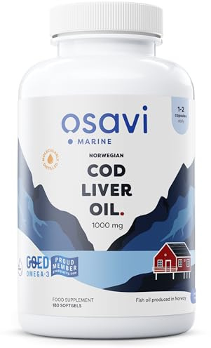 Osavi Norwegian Cod Liver Oil Softgels, 1000mg (Lemon) - 180 softgels