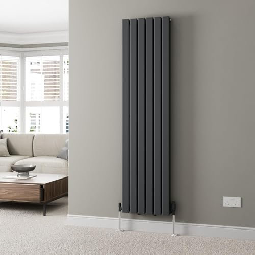 Radiant Living® 1800 x 456mm Anthracite Grey Vertical Designer Radiator Double Column Flat Panel Modern Central Heating Panel Bathroom Radiators
