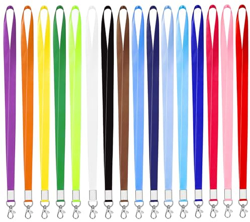 RYXZEN Schlüsselbänder Bunt 16 Farben Schlüsselband zum Umhängen Lanyard Umhängebänder mit Drehbarem Metallclip für Büro Ausweise Schlüssel ID Badge Card Holder Handy Brieftaschen (45cm L, 1.5cm B)
