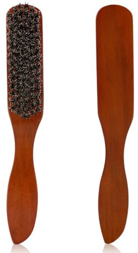 AEIOPRS 1 pcs Wildschweinborsten Bürste Haarbürste mit Holzgriff Bartkamm Männer Sleek bun Bürste Toupierbürste für Langes Dickes Lockiges Welliges Trockenes Oder Geschädigtes Haar und Bartstyling
