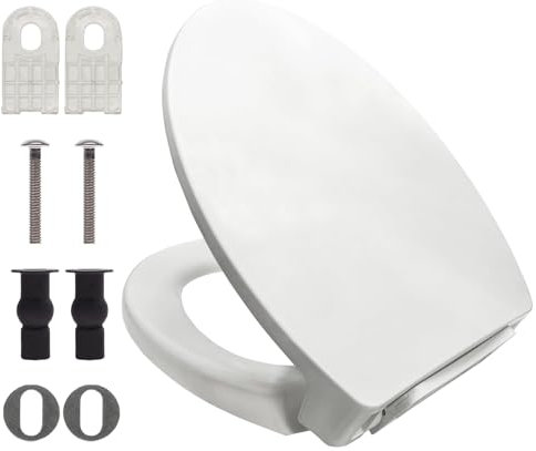 Toilettensitz mit Absenkautomatik, länglich für Toto SS114#01, Baumwolle, weiß, Montagematerial im Lieferumfang enthalten