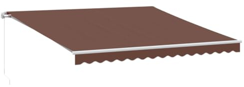 Willood Manuelle Gelenkarmmarkise mit LED, Sonnenmarkise Gelenkarmmarkise Versenkbaren Markise, Gelenkmarkise,Terrassenmarkise Braun 400x300 cm