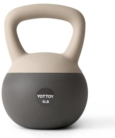 YOTTOY Soft Kettlebell, Set for Strength Training Kettlebells & Home Workouts, Soft-Sided Cushioned Base, Wide-Handle - Ideal for Men, Women, & Beginners (White, 6LB)
