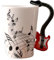SAROAD 240 Ml Musik-Keramikbecher, Kreative Musik-Keramikbecher, Niedliche Kaffee-Tee-Milch-Tassen und Tassen mit, Neuheitsgeschenke, Rote Gitarre