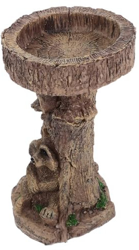 ROMISBABA Raccoon Resin Ornament Outdoor Bird Bath Lawn Bird Feeder Bird Feeder Bowl Decorative Bird Feeder Bird Feeders for Outdoors Outdoor Bird Feeder Decorative Bird Bath Bird Baths Grey