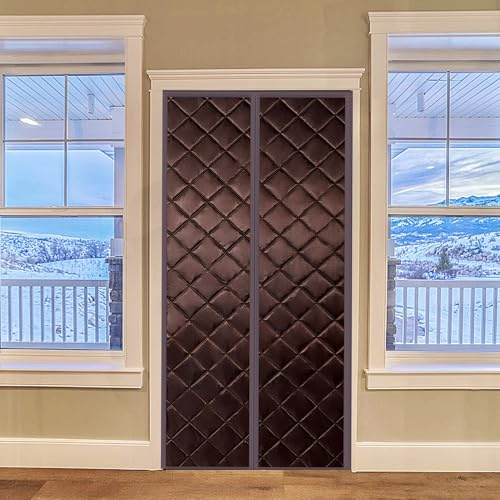 Thermal Insulated Window Curtain, 215x250cm Indoor Patio Door and Window Insulation Film tarp, Warm, Reusable, Customizable(Brown)