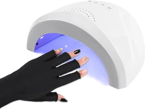 UV Gloves for Gel Nails, UPF 50+ UV Protection Gloves, Extended Fingerless UV Gloves for Gel Nails for Protecting Hands from UV Light Harm (Black)
