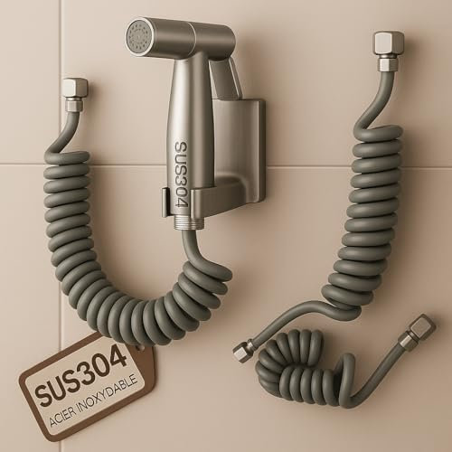 douchette wc Acier Inoxydable SUS304, tuyau douche, flexible de douche, douche salle de bain, parfait pour Hygiène personnelle, avec tuyau extensible supplémentaire offert