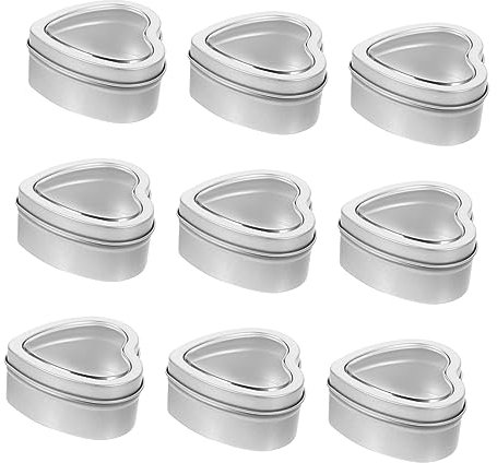 HAPINARY 10 Stück Leere Herzförmige Kerzengläser, Dekorative Kerzenbehälter, Herz Weißblechbehälter, Schmuck, Kerzendosen, Gläser, Weißblech, Kleinigkeitenbehälter, Herzförmige