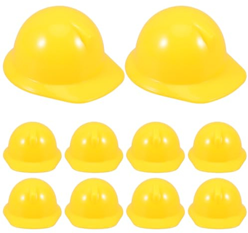 BESPORTBLE Mini Bauhelm, 10 Stücke Mini Architektur Hut Miniatur Gelber Kunststoffhelm für Bau-Themen-Partydekoration DIY Zubehör Und Puppen-Spiele Zubehör